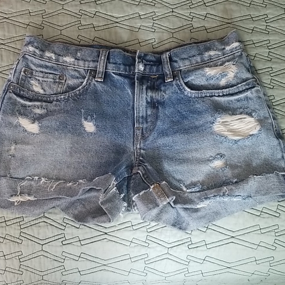 ALL SAINTS PAM Blue Jean Boycut Shorts 23 24 25 - Picture 2 of 4